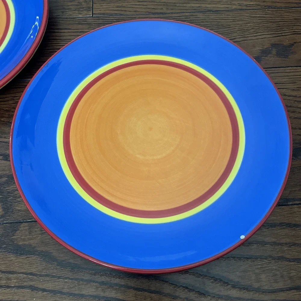 Dinner Plate Dansk China Caribe Bahama Blue Orange 10 5/8